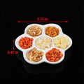 DQITJ 2 Pcs Hermit Crab Ceramic Food Dish, 7 Compartments Anti-turning Food & Water Bowl (White)