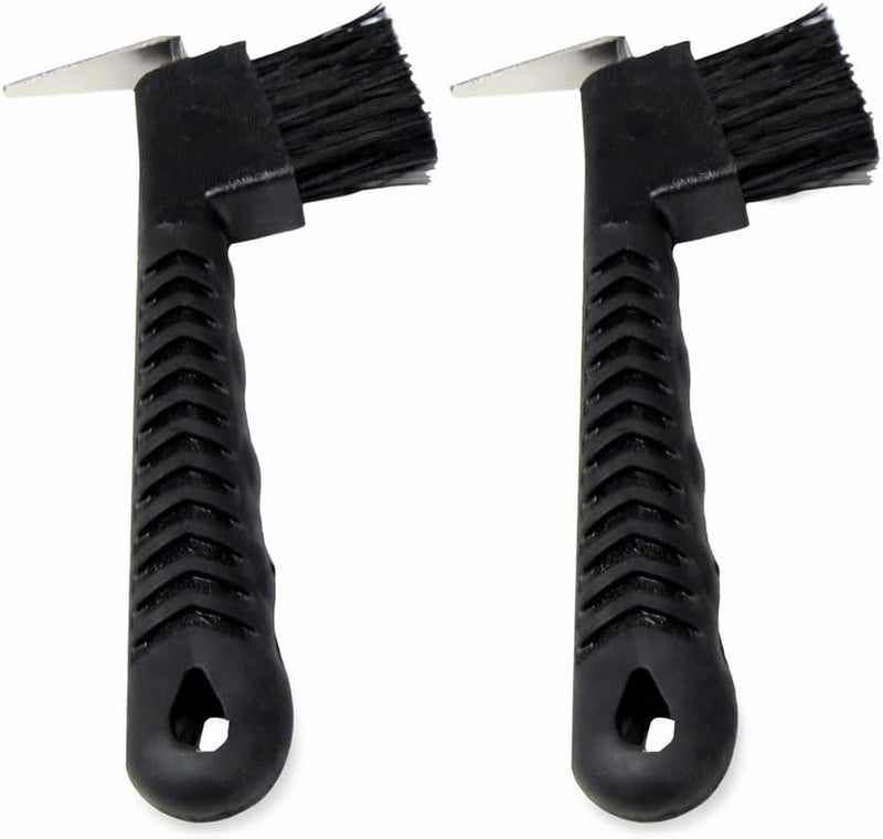 Intrepid International Rubber Handle Hoof Pick with Brush - 2 Pack - Black
