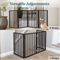 Pet Gate - 4-Panel Indoor Foldable Dog Fence for Stairs, Hallways, or Doorways - 72x24-Inch Wood Freestanding Dog Gates 