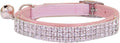 THAIN Rhinestones Cat Dog Collar Soft Velvet Safe Adjustable Collar Bling Diamante with Bells, 8-11 inch for Small Dogs 