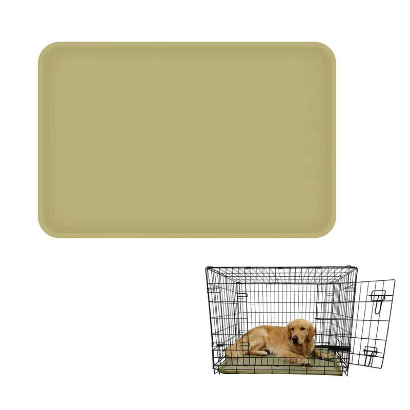 22.8 × 34.6 Inch Silicone Dog Crate Tray for Large Crates - Heavy Duty Replacement Pan & Non-Slip Liner, Durable Washable Bottom Tray, Odor Resistant (Cream)