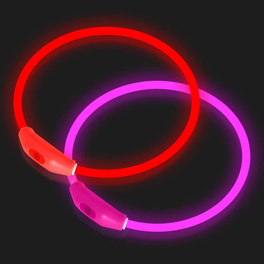 Novkin 2-Pack LED Dog Collar, Light Up Dog Collars,Rechargeable Dog Lights for Night Walking，Universal, Reusable Safety 
