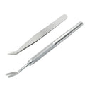 Unlorspy Tick Remover Tool Set for Pets Dogs and Cats- Includes 1Pcs Stainless Steel Tick Removal Fork and 1 Pcs Fine Curved Tip Tweezer