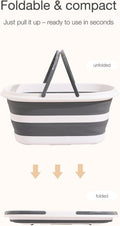 Collapsible Pet Bath Tub with Drain Plug, 23.6" L x 15.7" W Foldable Dog Cat Bathtub with Water Temperature Sticker, Por