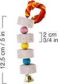 Unibene Parrot Chewing Toy, Bird Beak Grinding Stone with Bell, Lava Block Calcium Supplement Food for African Greys Amazon Conure Eclectus Budgies Parakeet Cockatiel Hamster Chinchilla Rabbit, 2 Pack