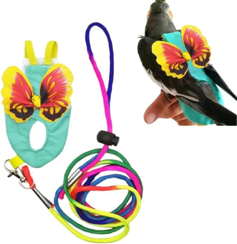 Escape-Proof Parrot Harness & Leash Set with Diaper - Adjustable Flight Suit with Bow & Safety Cord for Conures, African
