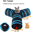 Mabaytir 3-Way Collapsible Cat Tunnel Tube Toy Black Blue — Interactive Play Tunnel with Hanging Ball & Peek Hole for Indoor Cats, Kittens, Puppies & Rabbits | Hours of Fun & Exercise