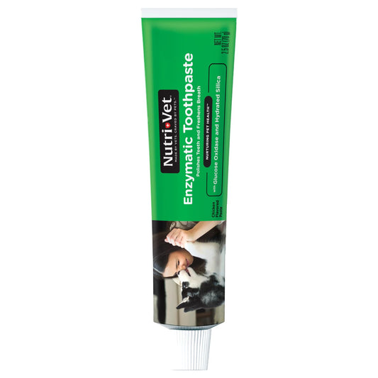 Nutri-Vet Enzymatic Dog Toothpaste, Plaque Remover for Teeth, Dog Breath Freshener, Tooth Whitening, Puppy Essentials, Made in the USA, Non-Foaming Chicken Flavor, 2.5 oz