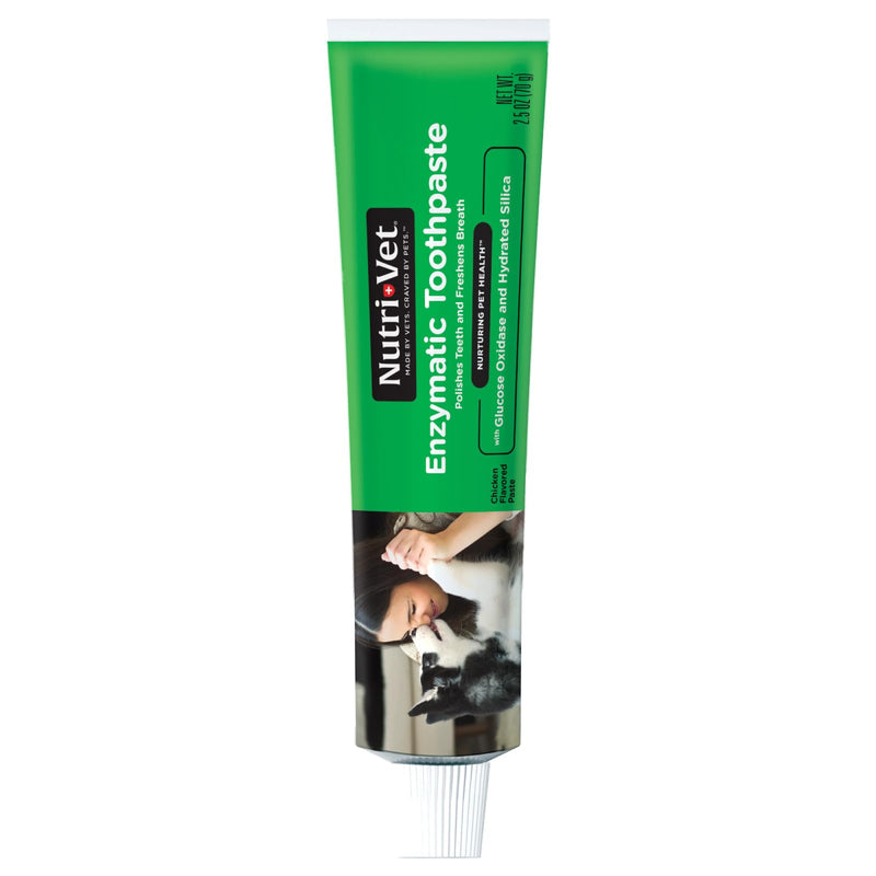 Nutri-Vet Enzymatic Dog Toothpaste, Plaque Remover for Teeth, Dog Breath Freshener, Tooth Whitening, Puppy Essentials, Made in the USA, Non-Foaming Chicken Flavor, 2.5 oz