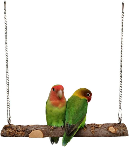 Pet Bird Swing, Parrot Cage Toys, Natural Wooden Swing Toys for Parakeet Cockatoo Cockatiel Conure Lovebirds Canaries Li