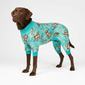 Spark Paws Dog Pajama, Dog Recovery Suit Male, Onesie, Ultra-Soft and 4-Way Stretch, for Small Medium and Large Breeds - Monkey Business - 3XL