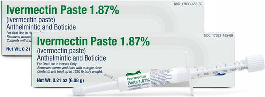 Horse Ivermectin Paste 1.87% – Apple Flavored Oral Horse Dewormer Syringe – 6.08g Tube Treats Horses Up to 1250 lbs (2-P
