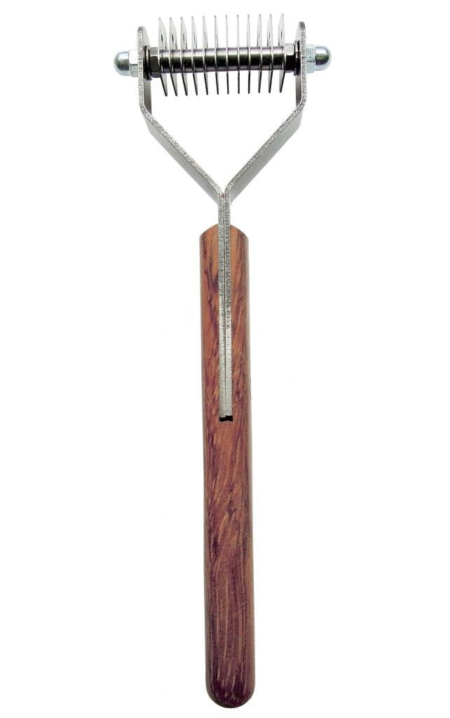 Mars Coat King Original Dematting Undercoat Grooming Rake Stripper Tool for Dogs and Cats, Stainless Steel with Wooden Handle, Made in Germany, 12-Blade
