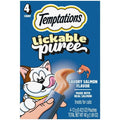Temptations Creamy Puree Squeezable Lickable Cat Treats, Wet Cat Treats with Salmon, 0.42 oz. Tubes, 4 Count