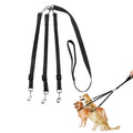 ASOCEA 3 Dog Leash - 3 in 1 Multiple Dog Leash with Detachable Swivel, Soft Padded Handle for Walking and Training Two or Three Dogs (Black)