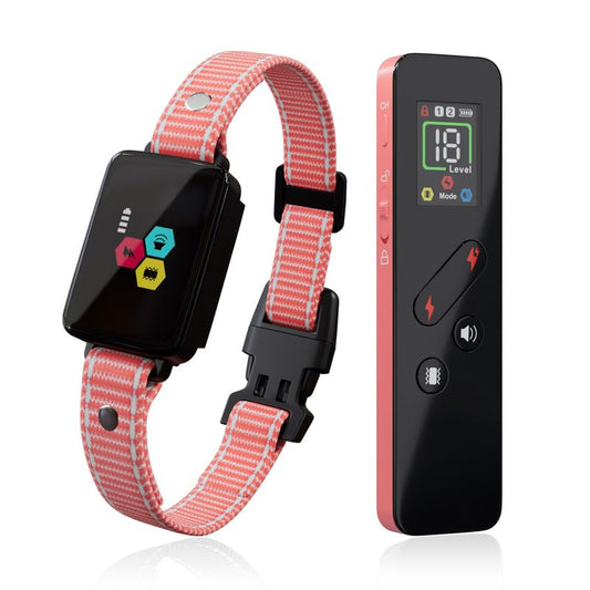 Cat Training Collar Cat Bark Collar with Remote Electric Cats Shock Collar 3300FT IP67 Waterproof 3 Training Modes Beep Vibration Shock Mode Top Meowing Effective for Bad Behavior Rose Pink