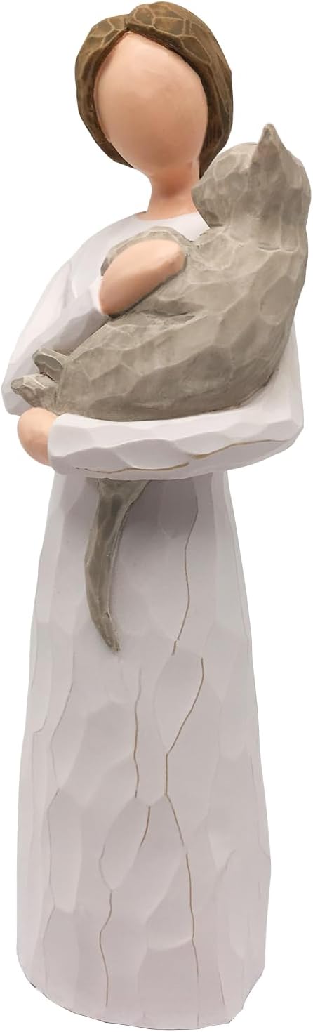 FRUMOASA Cat Angel Figurine 6" Loss of Cat Sympathy Memorial Gift Statue
