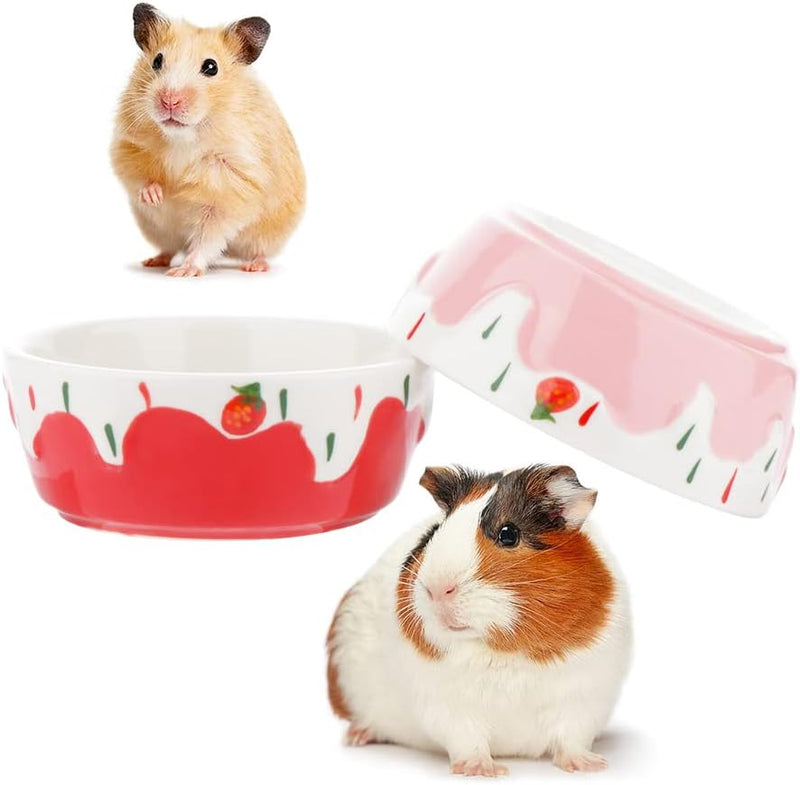 2 Pcs Hamster Ceramic Bowl, Small Animals Anti-Turning Food Water Bowl for Rabbit Hamster Guinea Pig Hedgehog Squirrel (