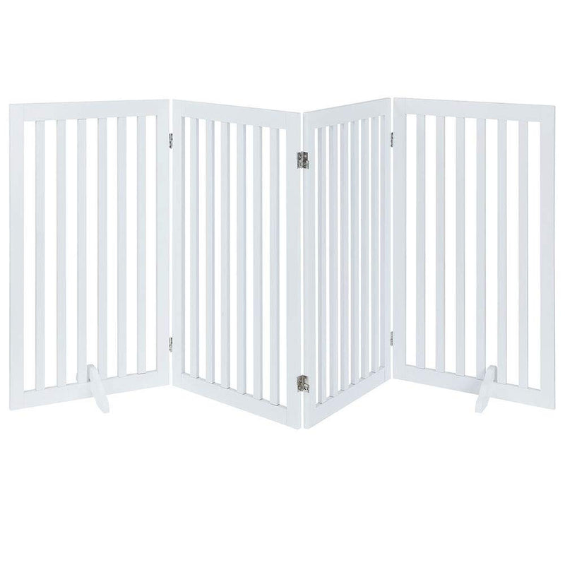 unipaws 36”H Free Standing Pet Gate for Dog Cat, Tall Wooden Dog Gates for Doorway, Stairs, Foldable Pet Fence for The House, Expandable Barrier, Indoor Use, White