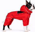 LOVELONGLONG Fleece-Lined Dog Raincoat with Removable Hood – Waterproof Winter Full Body Dog Jacket – Windproof Snowproo