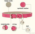 Hot Pink Kitten Collar with Bell, Soft Pu Leather Small Dog Collars Adjustable Buckle for XXS XS Extra Small Medium Tiny