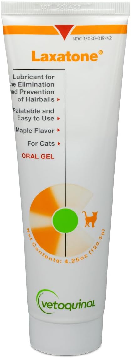Vetoquinol Laxatone: Oral Hairball Lubricant Gel for Cats – Maple-Flavored, 4.25oz – Lubricant for Helping with Hairball Prevention & Elimination – Natural Furball Digestive Relief Support