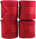 Fleece Horse Polo Wraps Set of 4 Bandages 4" Width, 3 Meters Length (Red)