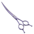 Fenice Peak Curved Dog Grooming Scissors with Violet Color Coating 440C Stainless Steel Pet Grooming Bending Shears Sharp and Durable Comfortable Engonomic Handle