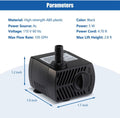 105 GPH Submersible Water Pump with 4.76ft Power Cord and 2 Nozzles 5W Ultra Quiet Mini Fountain Pump with 2.8ft High Li