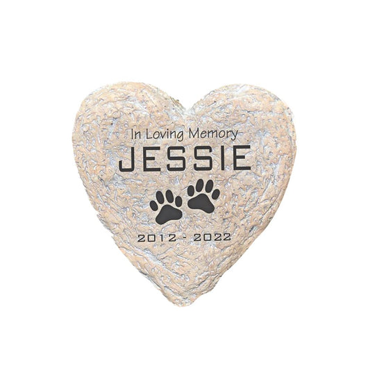GiftsForYouNow Engraved in Loving Memory Pet Memorial Garden Stone, 8.5 Inch Heart-Shaped, Durable, Waterproof, Temporary Grave Marker, Dog Tombstone