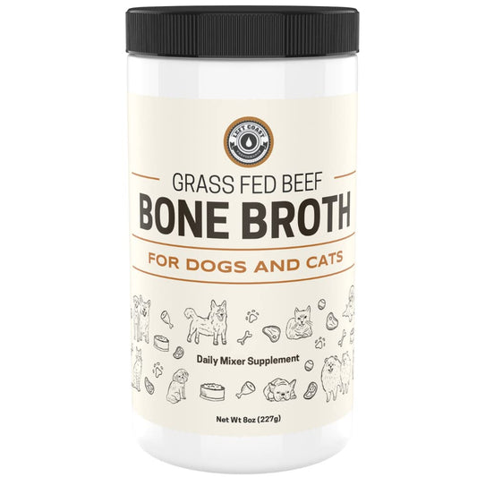 8oz Beef Bone Broth Powder for Dogs and Cats - Human Grade Grass-Fed for Picky Eaters - Supports Joints and Gut Health - Single Ingredient Dog Food Topper for Dry Food