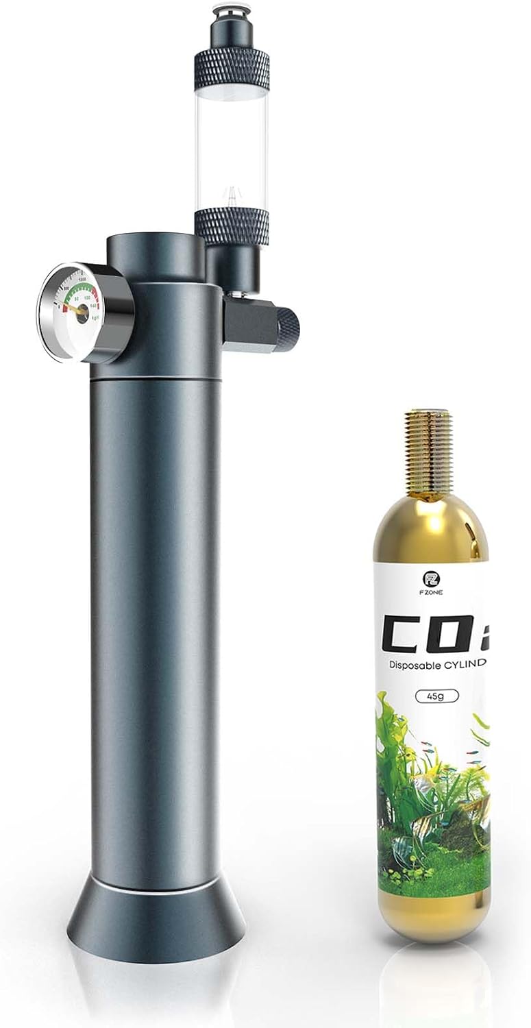 FZONE Desktop Aquarium CO2 System,45g CO2 Cartridge,5/8