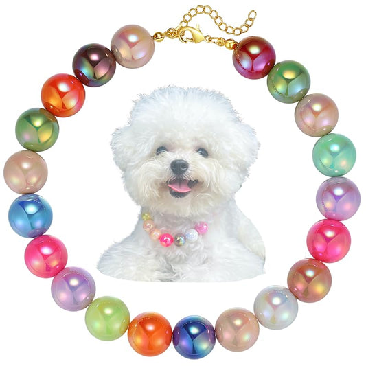 Kepudengen Dogs necklace,Pet Fashion Necklace, Colorful Beaded Necklace,Pet Jewelry,Vibrant Candy-Colored Pet Jewelry Necklace for Cats and Dogs