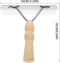 POPETPOP Horse Nail Rake, Undercoat Grooming Rake with Wooden Handle