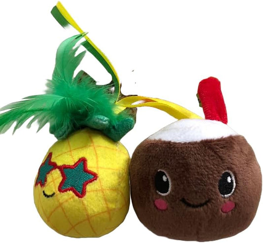 Cat Toys with Catnip Coconut & Pineapple Plush 6 in Tall / 2.5 in Tall