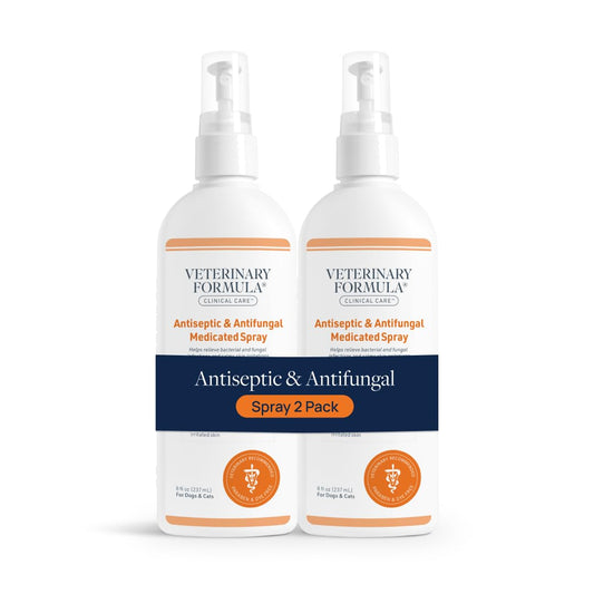 Veterinary Formula Clinical Care Antiseptic and Antifungal Spray for Dogs and Cats - Helps Alleviate Scaly, Greasy, or Red Skin and Supports Skin Prone to Odor Causing Buildup - Pack of 2, 8 oz Each