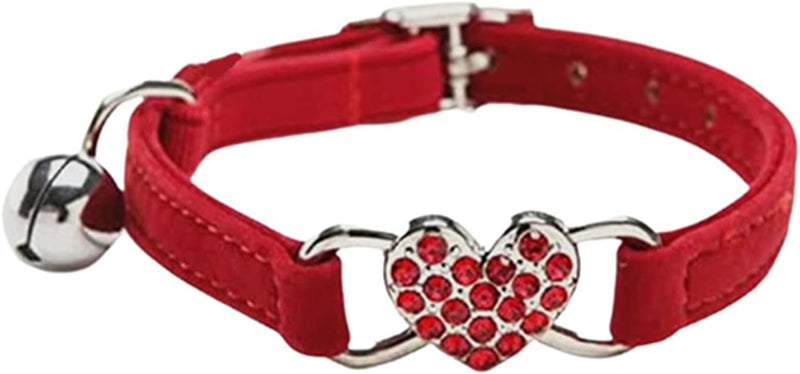 Heart Bling Cat Collar with Safety Belt and Bell 8-10 inches
