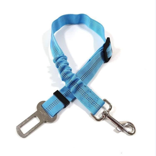Removable Dog Seat Belt Harness for Car, 3 in 1 Pet Leash Retractable Restraint Secures to Vehicle Headrest Adjustable Reflective Tether-Light Blue
