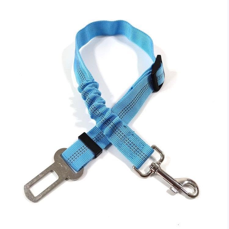 Removable Dog Seat Belt Harness for Car, 3 in 1 Pet Leash Retractable Restraint Secures to Vehicle Headrest Adjustable Reflective Tether-Light Blue