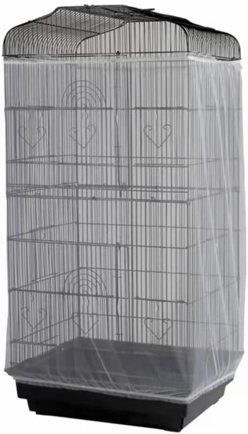 Adjustable Birdcage Seed Catcher Feather Catcher Bird Cage Cover Net Airy Soft Skirt Guard Birdcage Nylon Mesh Netting f