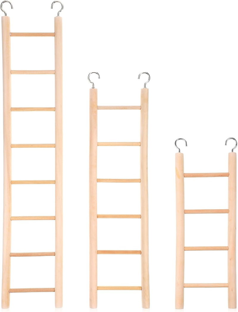 3 Pcs Bird Ladder, Wooden Bird Cage Ladder Bird-Ladder for Cage Climbing Ladders for Parakeets Parrots Cockatoo(4, 6, 8 