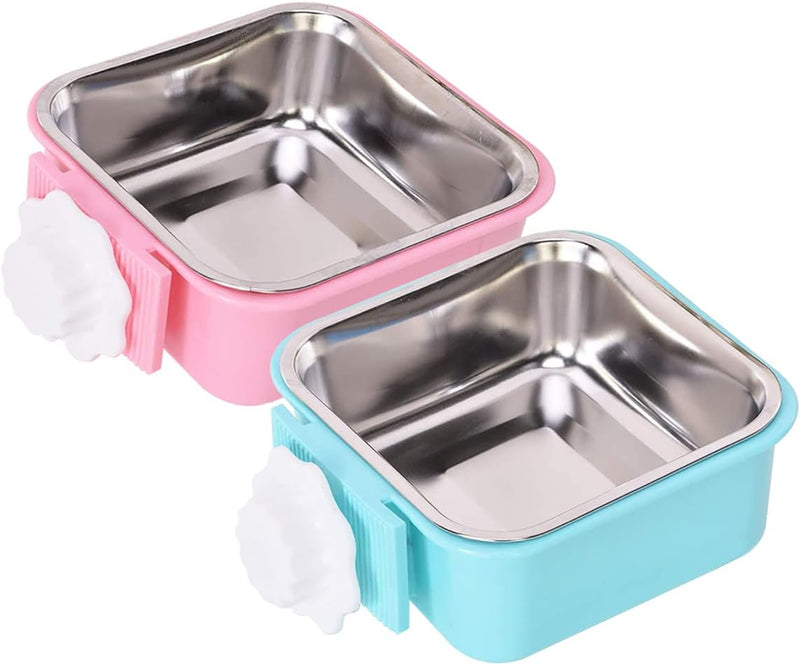 Dog Crate Bowl, Hanging Stainless Steel Removable Pet Crate Water & Food Bowls, Pet Cage Feeder Container Coop Cup for C