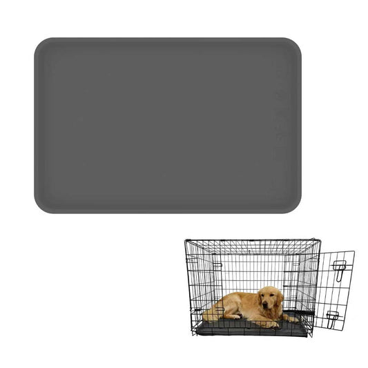 22.8 × 34.6 Inch Silicone Dog Crate Tray for Large Crates - Heavy Duty Replacement Pan & Non-Slip Liner, Durable Washable Bottom Tray, Odor Resistant (Dark Gray)