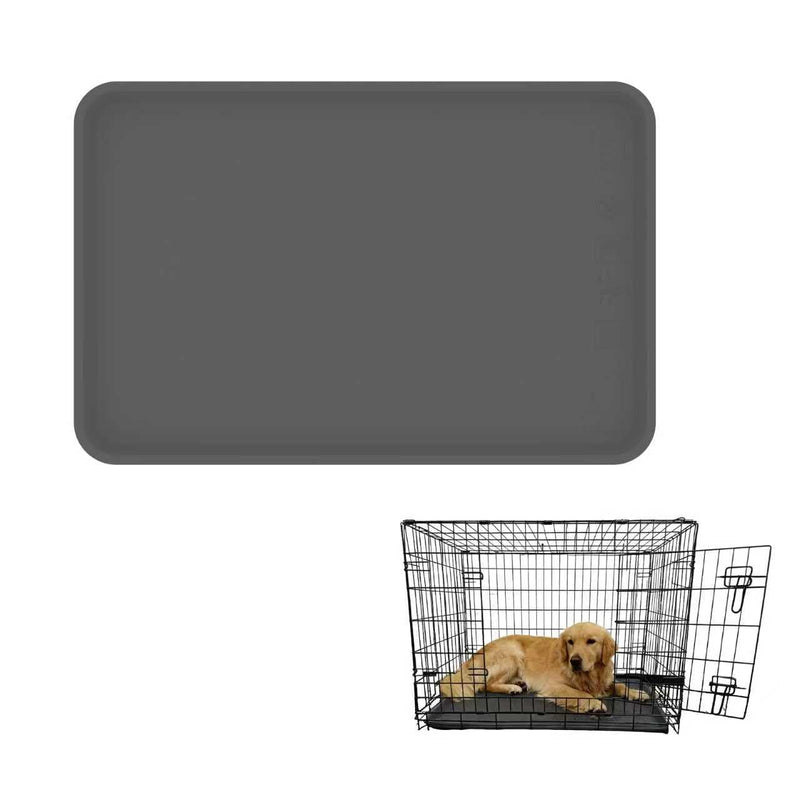 22.8 × 34.6 Inch Silicone Dog Crate Tray for Large Crates - Heavy Duty Replacement Pan & Non-Slip Liner, Durable Washable Bottom Tray, Odor Resistant (Dark Gray)