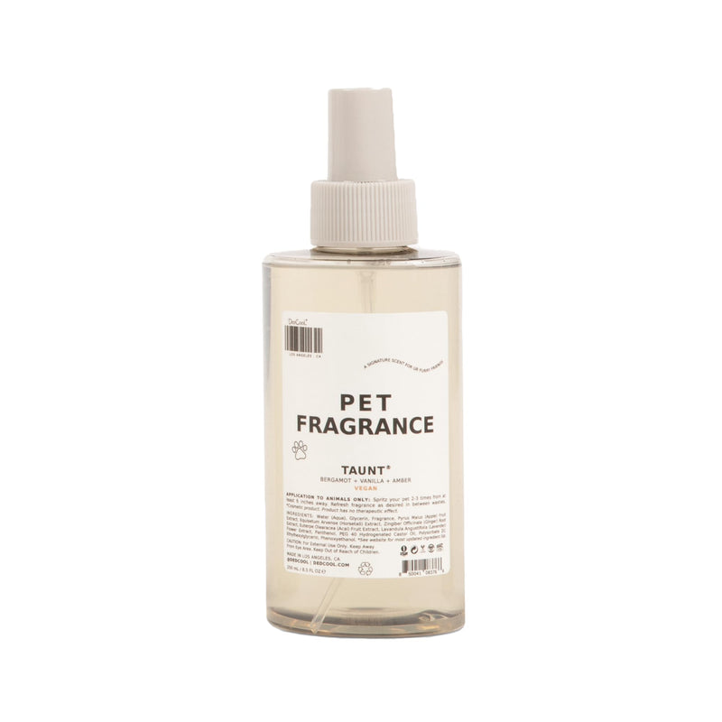 DedCool Pet Fragrance in 01 Taunt, Pet Cologne and Deodorizing Spray for Dogs, Bergamot Vanilla and Amber Scent, Non Toxic Vegan Pet Perfume, Coat Refresher for Pets, 8.5 fl oz