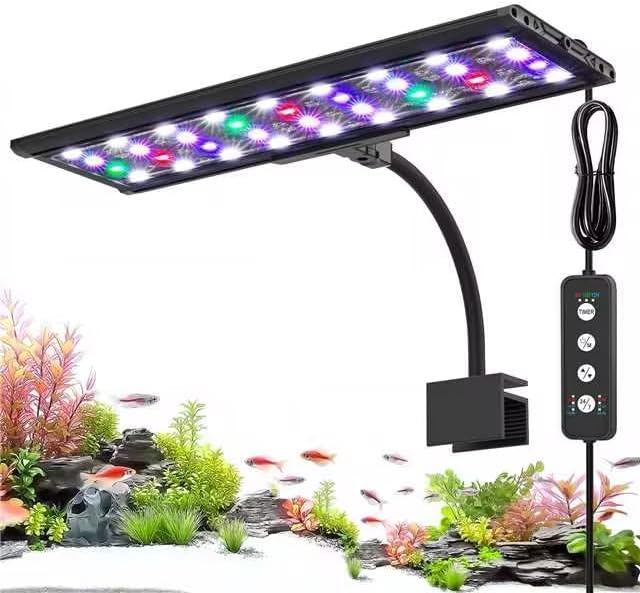 AQQA Clip On Aquarium Light, 24/7 & DIY Mode Full Spectrum Fish Tank Light
