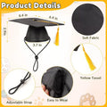 Black Pet Graduation Hats, Animal Graduation Caps with Yellow Tassel, Adjustable Dog and Cats Bachelor Hats for Photo Props Graduations Holiday Party Costume Accessories