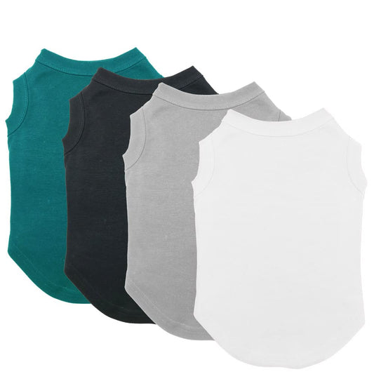 Chol&Vivi Dog Shirt Clothes, 4pcs Shirt for Large Size Dog, Blank Pet Cotton Sleeveless Apparel Soft and Lightweight, Tank Top for All Breeds, Black/Grey/White/Dark Green, XXX-Large