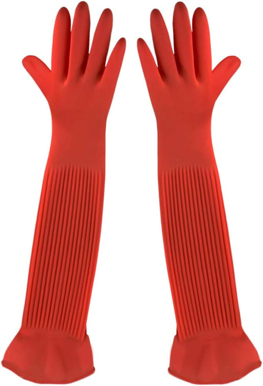 SunGrow 22" Long Rubber Gloves for Dog and Cat Bath, Grooming, Aquarium Water Changes - Keep Hands and Arms Dry with Com