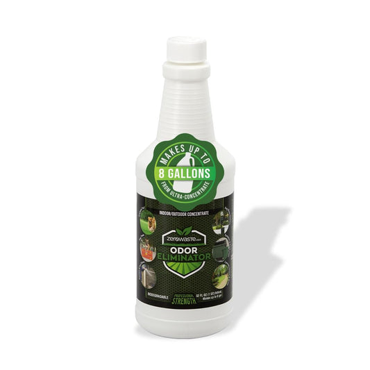 ZERO WASTE USA Odor Eliminator Ultra Concentrate - Commercial Strength Multi-Purpose Enzyme Cleaner - Eliminates odors from Any Organic Matter - Made in USA - Makes up to 8 Gallons (32 Fl Oz)